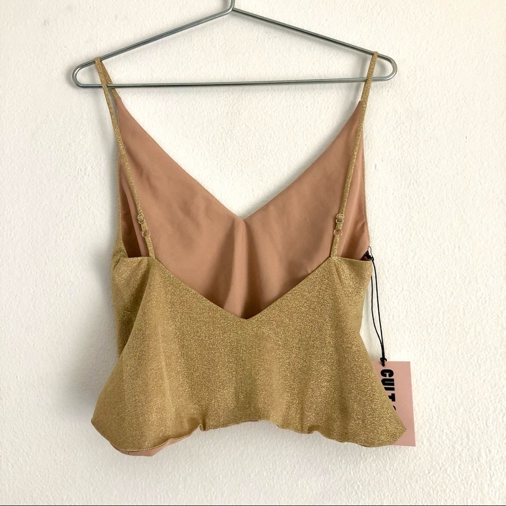 NWT Cult gaia alia camisole cropped tank top shiny gold